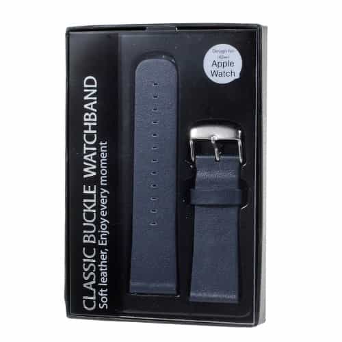 Apple Watch 38mm - Klassisk Ægte Læder Armbånd - Mørkeblå